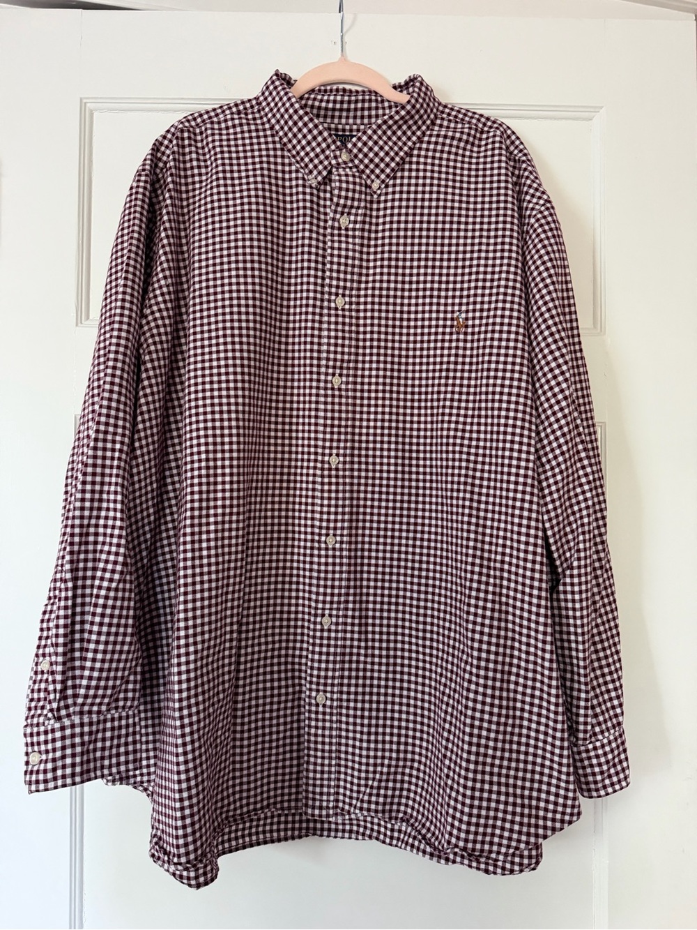 Polo Ralph Lauren Men’s 3XB Classic Fit Burgundy Gingham Button Down Shirt